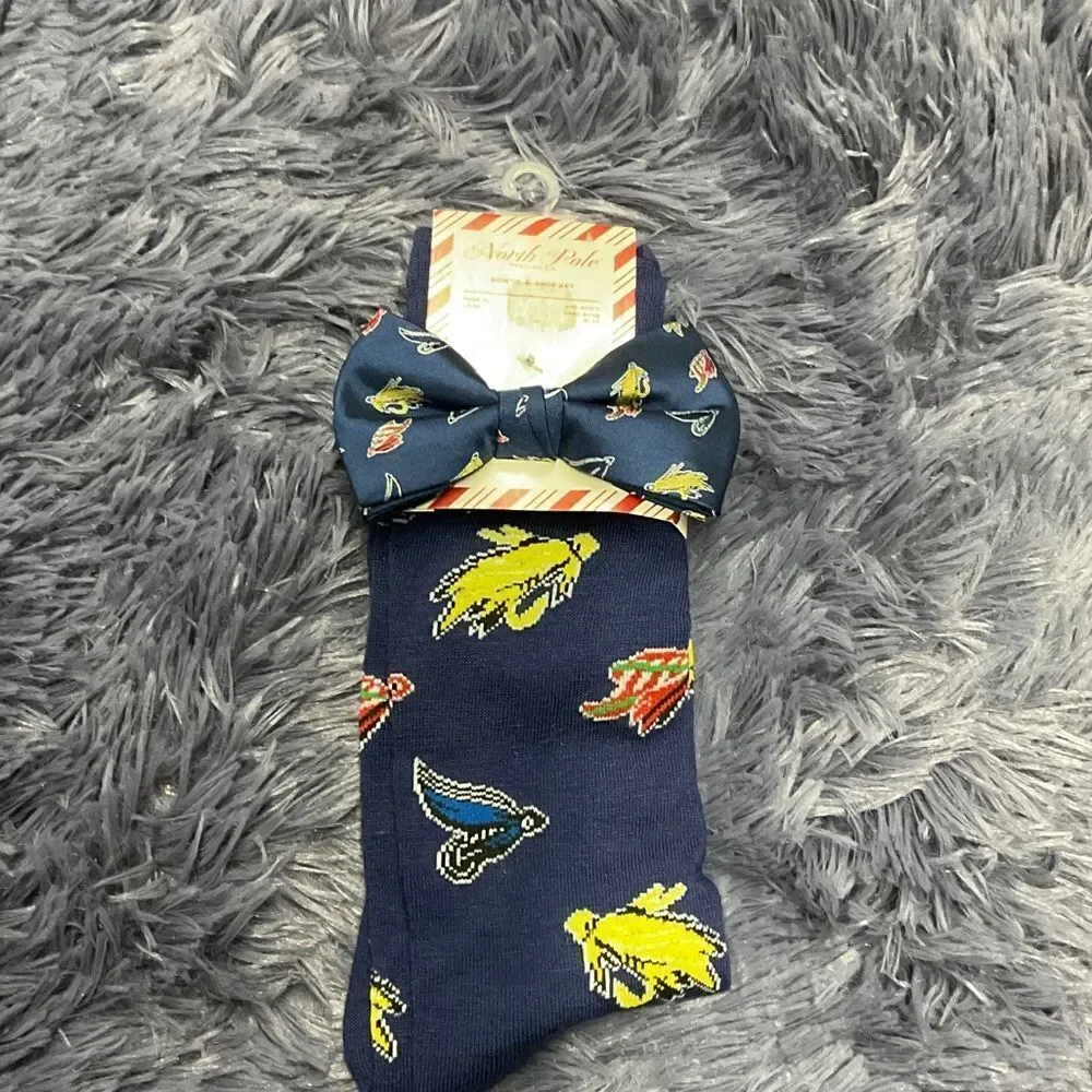 North Pole Trading Co  Socks with matching bow tie set - NEW